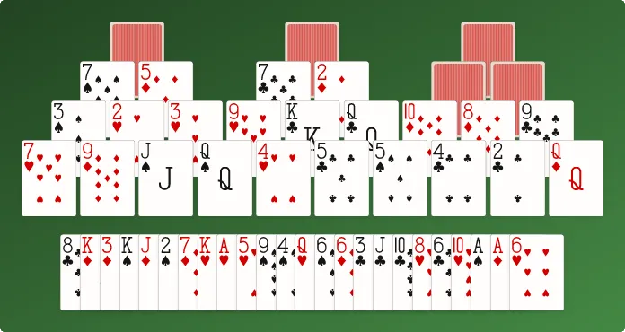 A preview of a tripeaks card game layout.